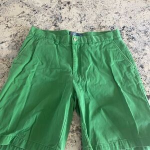 Ralph Lauren Bright Green Flat-Front Chino Shorts